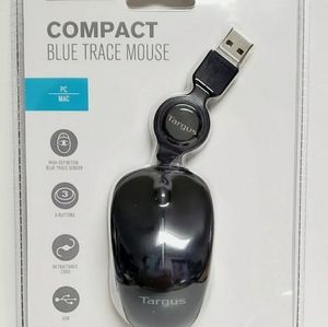 Targus Compact Blue Trace Mouse, Retractable Cord New, Sealed! #D-1